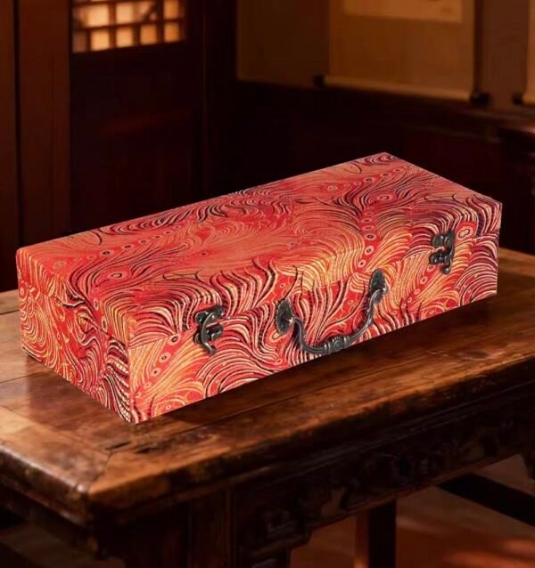 xuan paper hand scroll booklet package Red Gold Phoenix Color Song Brocade Box