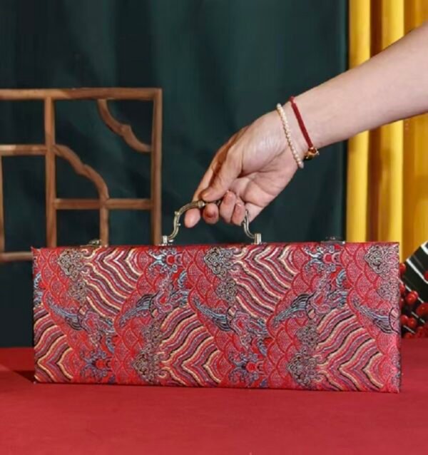 xuan paper hand scroll booklet package Red Gold Phoenix Color Song Brocade Box