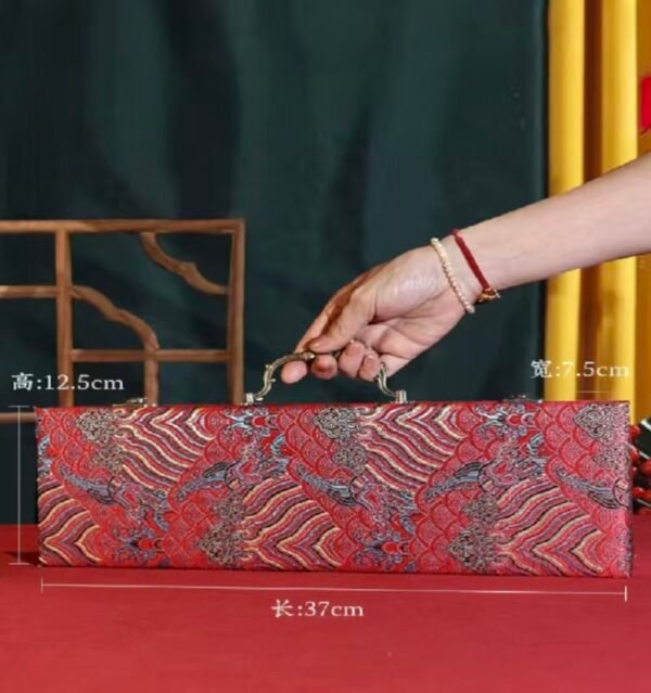 xuan paper hand scroll booklet package Red Gold Phoenix Color Song Brocade Box