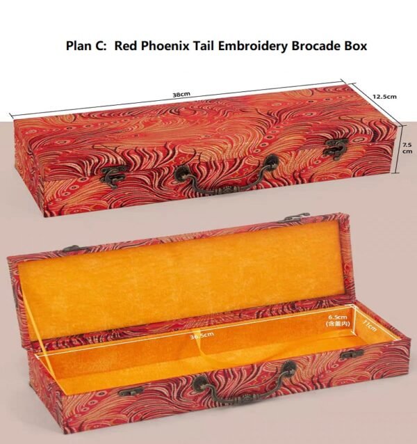 xuan paper hand scroll booklet package Red Gold Phoenix Color Song Brocade Box